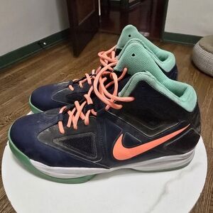 Nike High-Top Sneakers with Orange Swoosh